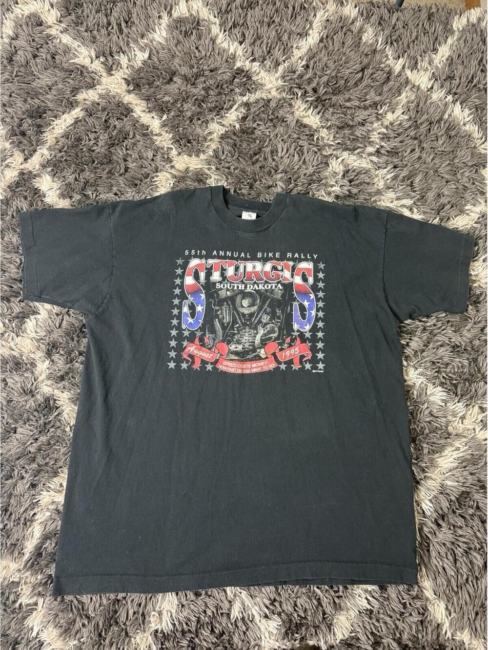 Vintage 90s Sturgis T Shirt Men’s XXXL Motorcycle 3D Grail 1995 Single Stitch